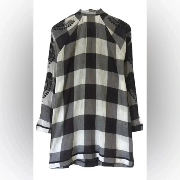 Free People Embroidered & Beaded Buffalo Plaid Gauze
Long Sleeve Tunic Top Sz S - Picture 9 of 13